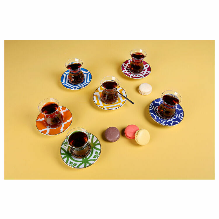 04a P021591 662912 Porland Morocco Karışık Renk 12 Prç Çay Badağı Tkm resim detay