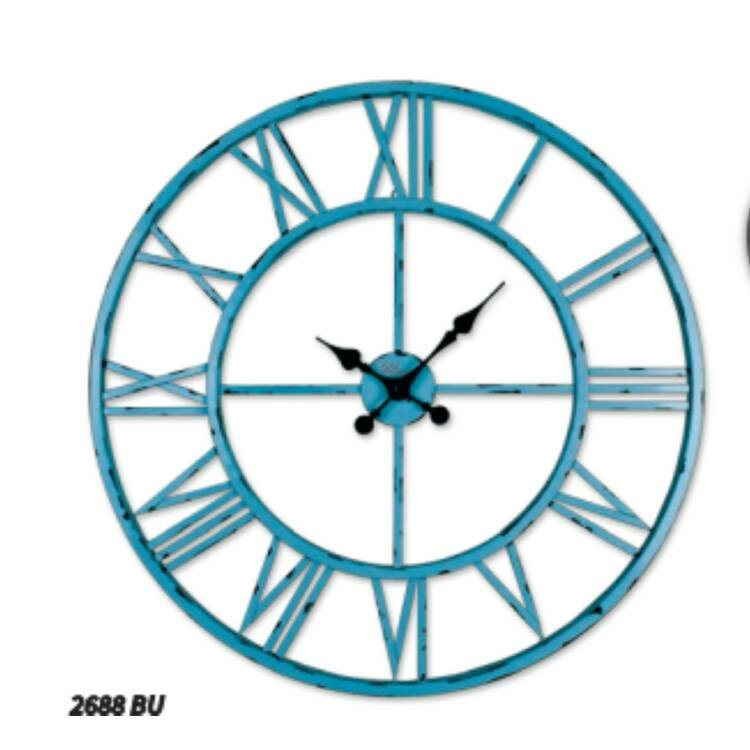 2688bu Mavi Ultima Ferforje 76cm İskelet Duvar Saat resim detay
