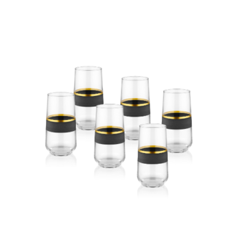 The Mia Glow Su Bardağı Uzun Siyah Gold 6lı Glw0002 ürün yorumları resim