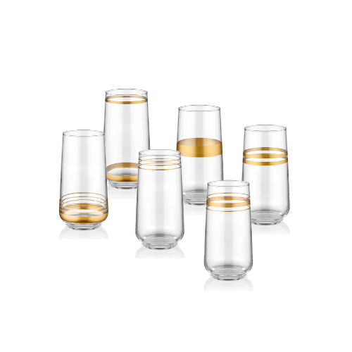 The Mia Lınes Su Bardağı Uzun 6 Lı Set -gold Lınes011