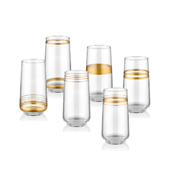 The Mia Lınes Su Bardağı Uzun 6 Lı Set -gold Lınes011 ürün yorumları resim