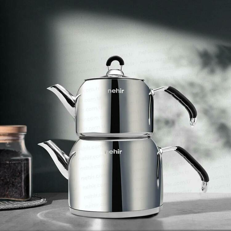 Modern Midi Çelik Çaydanlık Takımı resim detay